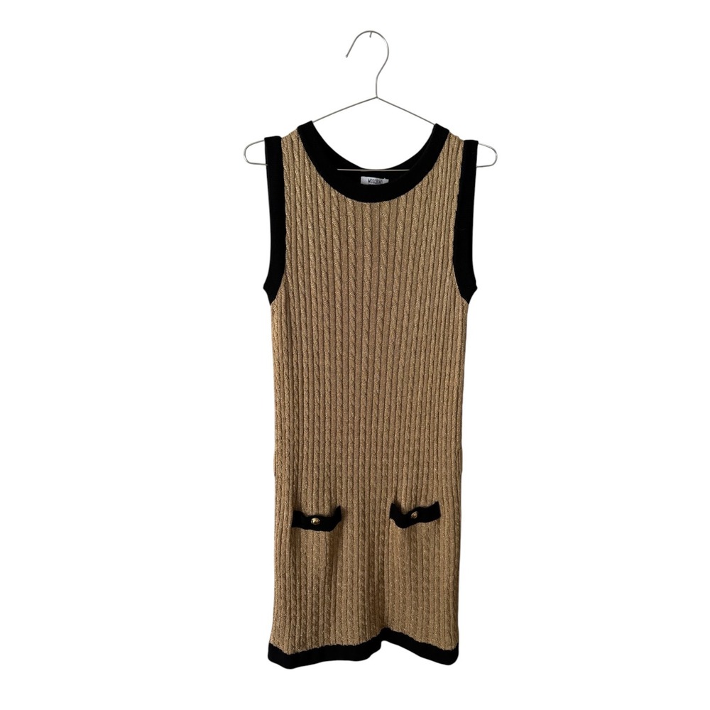 VTG Moschino Cheap and Chic Gold Metallic Knit Dress Sleeveless‎ USA 14